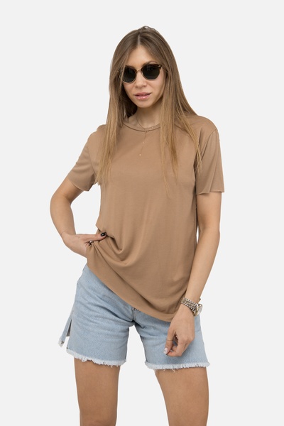 Женская футболка с коротким рукавом 48 цвет коричневый ЦБ-00246215 SKT000983874 фото