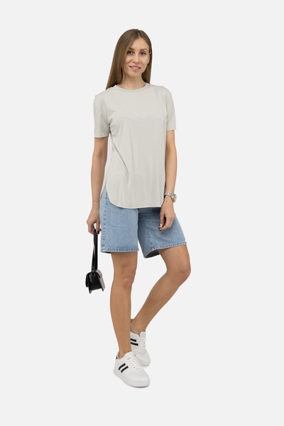 Жіноча футболка з коротким рукавом 48 колір світло-сірий ЦБ-00246216 SKT000983877 фото