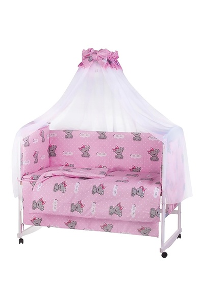 Постельный комплект в кроватку цвет розовый ЦБ-00249616 SKT000991498 фото