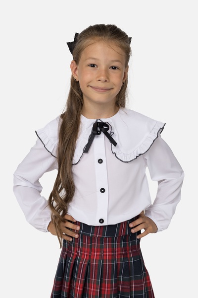 Блуза з довгим рукавом для дівчинки 152 колір білий ЦБ-00251252 SKT000996339 фото