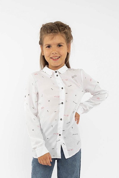 Блуза на дівчинку 146 колір білий ЦБ-00151414 SKT000516553 фото