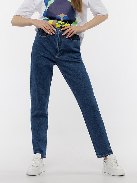 Жіночі джинси мом 50 колір синій ЦБ-00217706 SKT000903176 фото