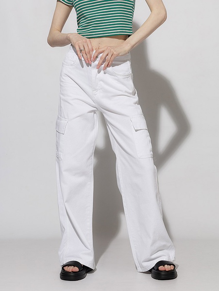 Женские джинсы палаццо 44 цвет белый ЦБ-00218948 SKT000905817 фото