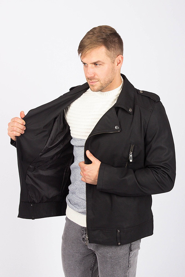 Куртка косуха мужская 52 цвет черный ЦБ-00147275 SKT000507281 фото