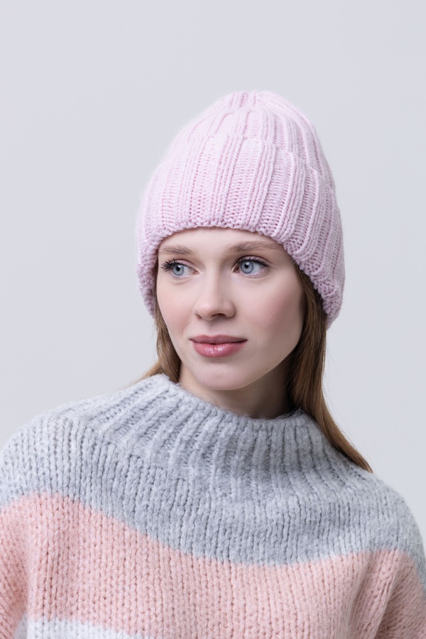 Жіноча шапка 56-58 колір рожевий ЦБ-00237215 SKT000953736 фото