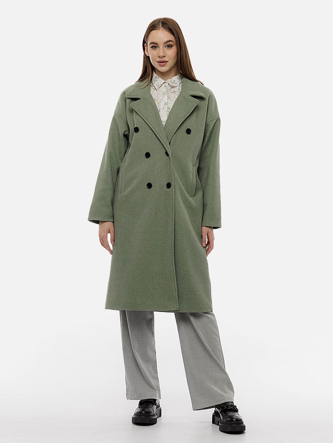 Женское пальто оверсайз 48 цвет оливковый ЦБ-00214710 SKT000896950 фото
