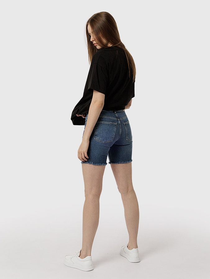 Жіночі джинсові короткі шорти 40 колір синій ЦБ-00219067 SKT000906191 фото