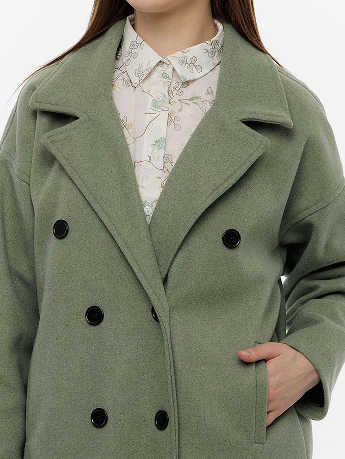 Жіноче пальто оверсайз 48 колір оливковий ЦБ-00214710 SKT000896950 фото