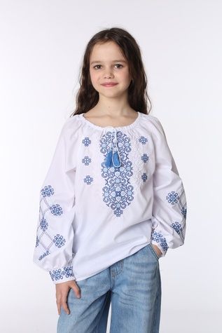 Вишиванка з довгим рукавом для дівчинки колір білий 140 ЦБ-00293786 фото