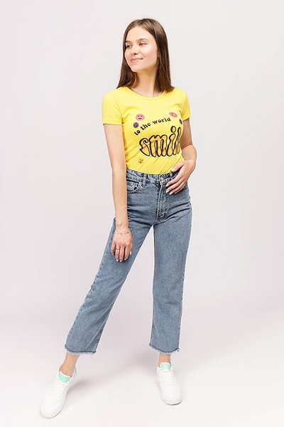 Жіноча футболка 48 колір жовтий ЦБ-00191991 SKT000847689 фото