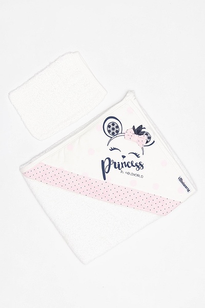 Рушник для купання з куточком і рукавичкою "Принцеса" колір рожевий ЦБ-00187010 SKT000833930 фото