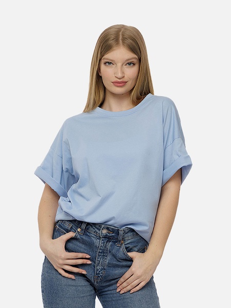 Жіноча футболка оверсайз 52 колір блакитний ЦБ-00210725 SKT000890447 фото