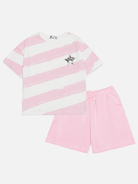 Костюм с шортами для девочки 110 цвет розовый ЦБ-00187887 SKT000836584 фото