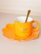 Чашка з блюдцем та ложкою "Leaf" колір помаранчевий ЦБ-00224679 SKT000920688 фото 1