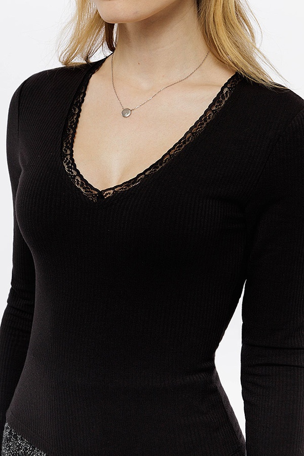 Жіноча футболка з довгим рукавом 42 колір чорний ЦБ-00206749 SKT000881496 фото