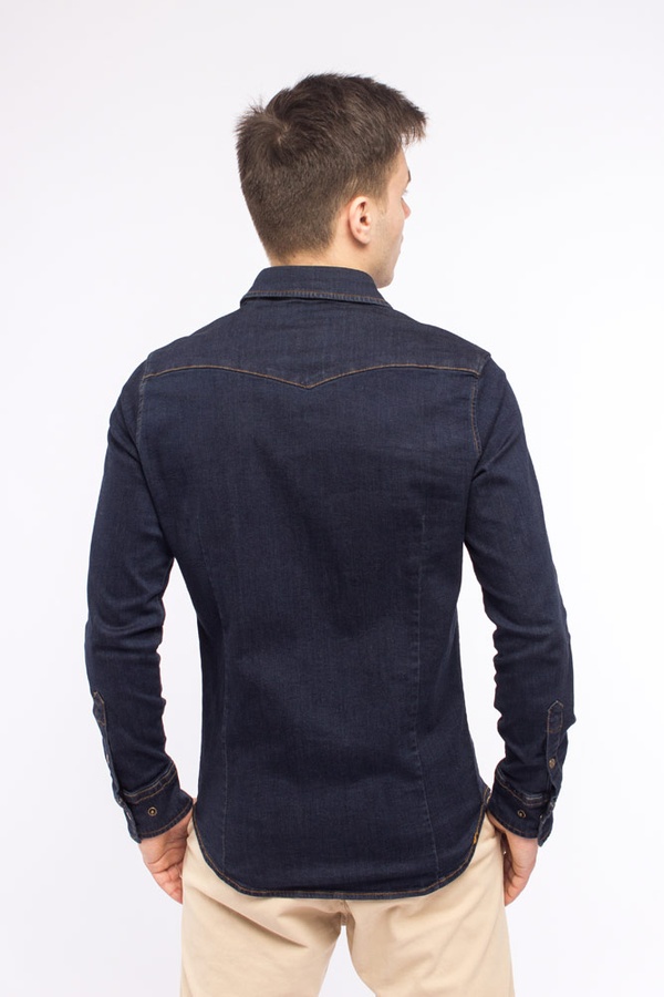 Рубашка джинсовая мужская 44 цвет темно-синий ЦБ-00150500 SKT000514044 фото