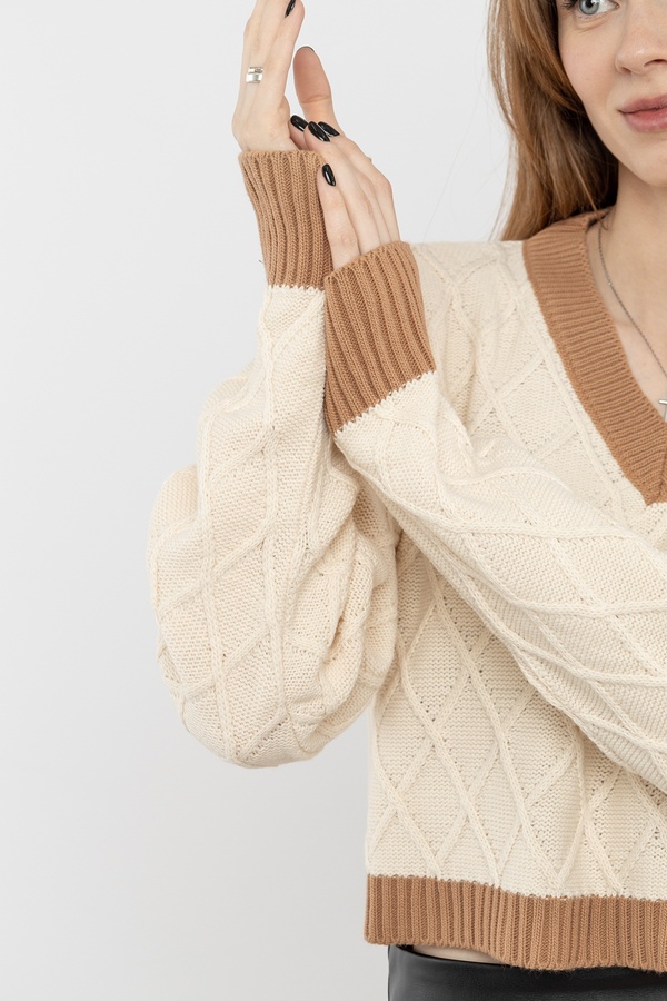 Жіночий пуловер 46 колір бежевий ЦБ-00233454 SKT000941524 фото