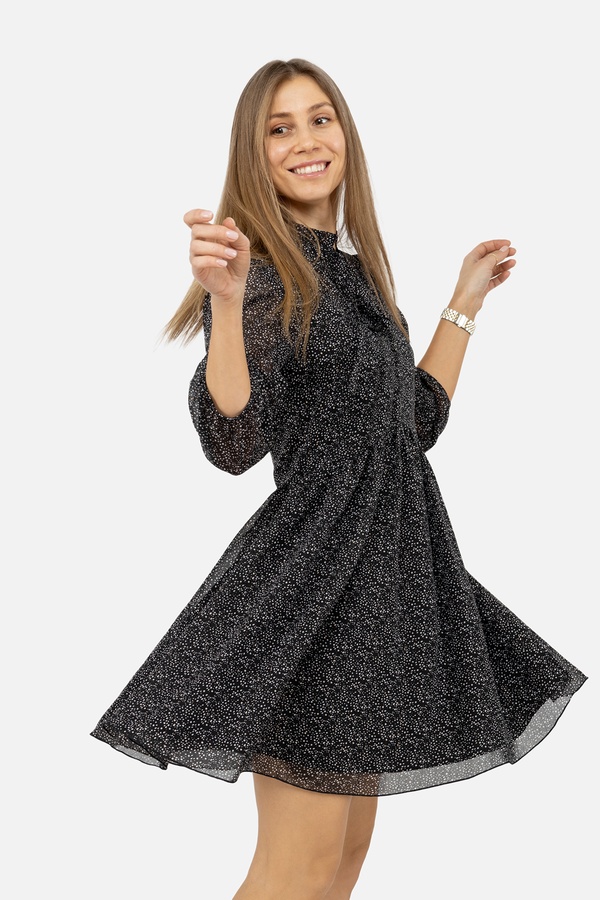 Жіноча сукня з довгим рукавом 48 колір чорний ЦБ-00243039 SKT000966617 фото