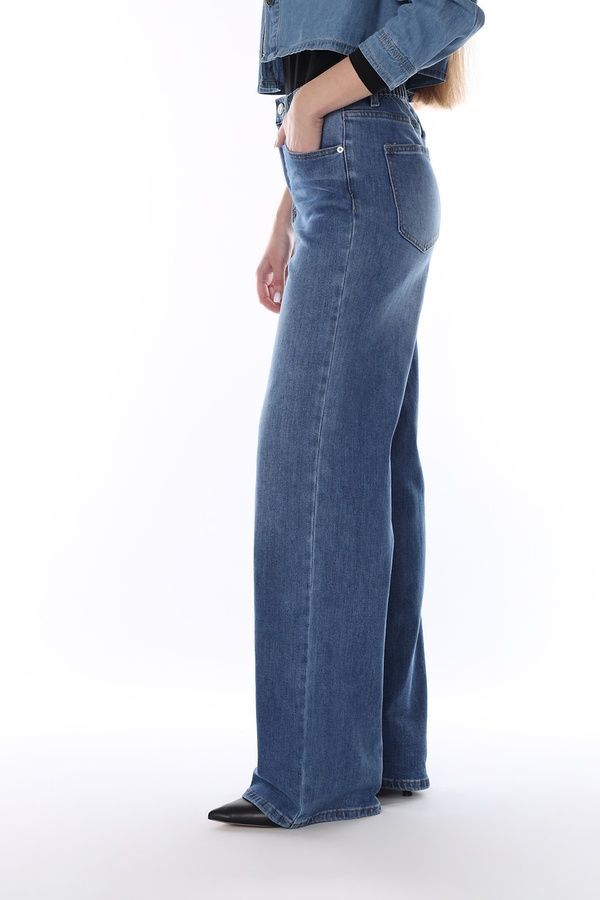 Джинси wide leg жіночі колір синій 42 ЦБ-00290497 фото