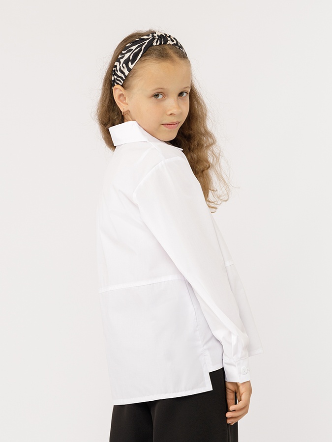 Сорочка з довгим рукавом для дівчинки 146 колір білий ЦБ-00221714 SKT000913463 фото