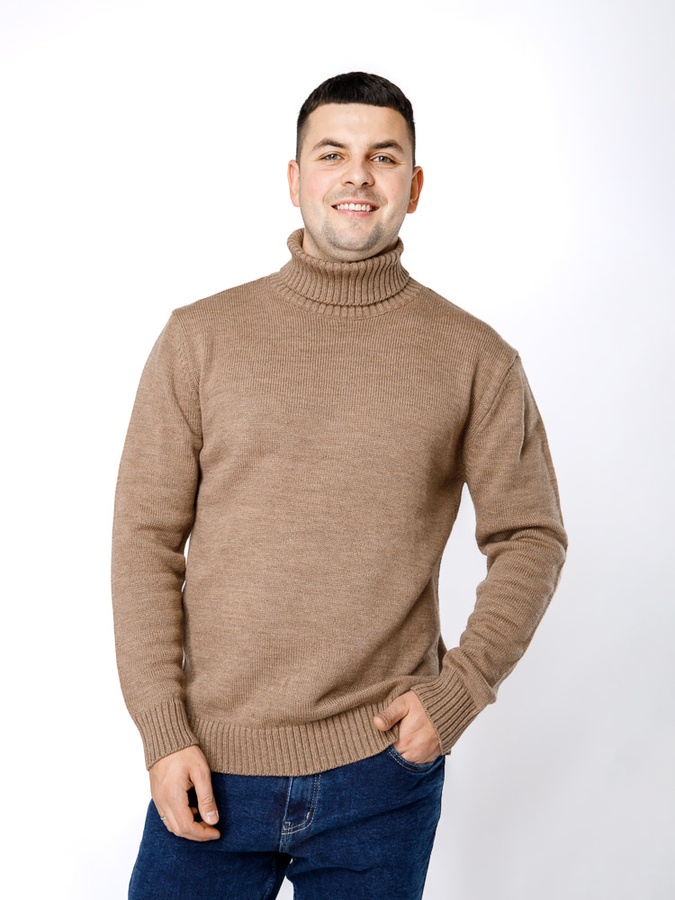 Чоловічий светр 52 колір капучино ЦБ-00233235 SKT000941046 фото