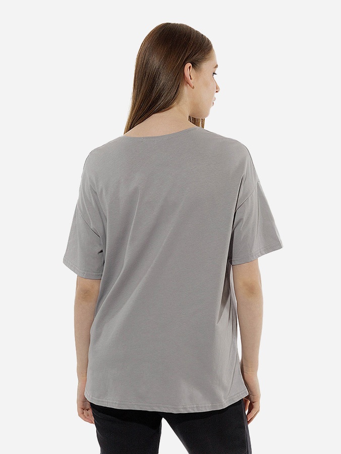Женская футболка оверсайз 46 цвет серый ЦБ-00219233 SKT000906758 фото