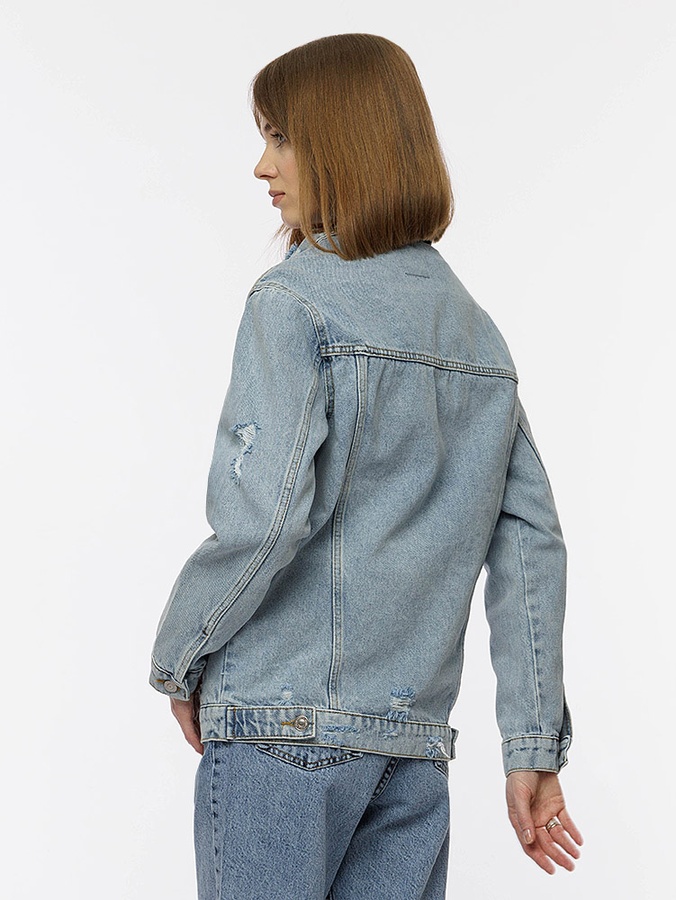 Жіноча джинсова куртка регуляр 42 колір блакитний ЦБ-00214220 SKT000895946 фото