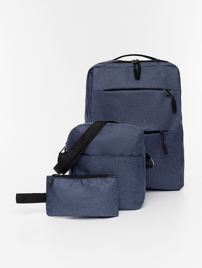 Набор 3в1 спортивный рюкзак,сумка,косметичка для мужчин цвет серо-синий ЦБ-00219387 SKT000907217 фото