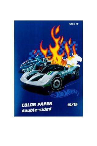 Набір кольорового двостороннього паперу Kite Hot Wheels KITE HW24-250 ЦБ-00255243 фото