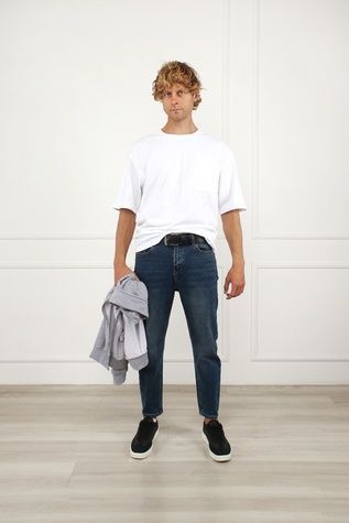 Джинси carrot чоловічі колір синій W38 L34 ЦБ-00299473 фото