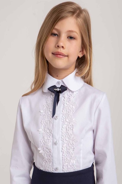 Блуза на дівчинку 128 колір молочний ЦБ-00162584 SKT000551534 фото