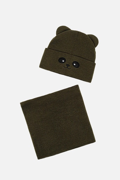 Комплект шапка-шарф на хлопчика 48-50 колір хакі ЦБ-00206535 SKT000880636 фото