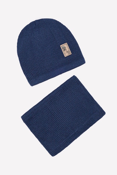 Комплект шапка-шарф на хлопчика 52-54 колір синій ЦБ-00201796 SKT000871317 фото