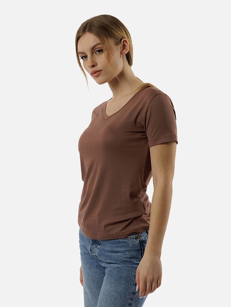 Жіноча футболка регуляр 52 колір капучино ЦБ-00210731 SKT000890478 фото
