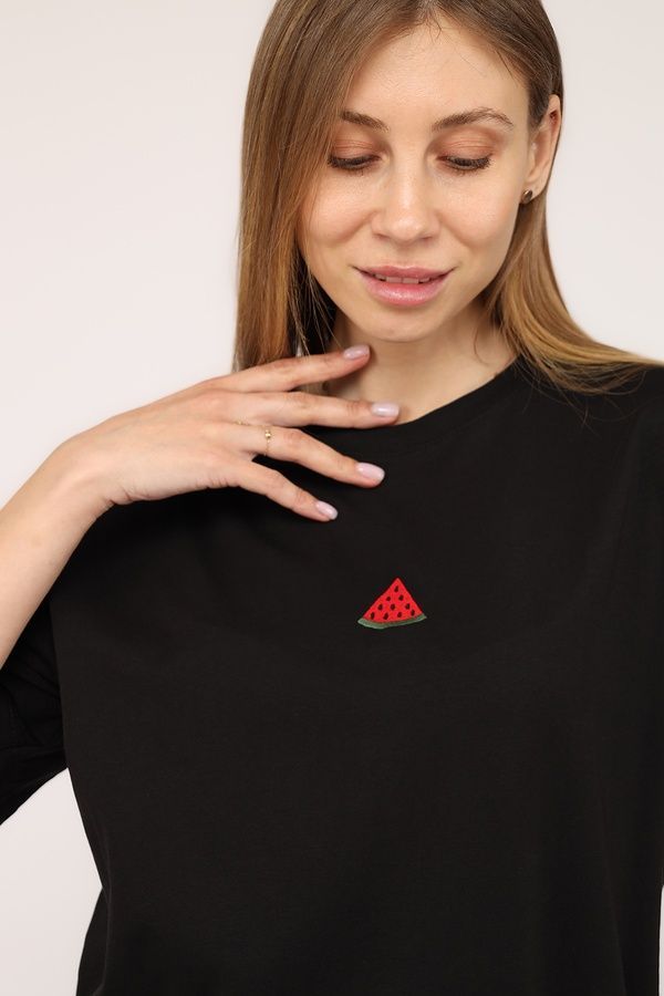 Футболка с коротким рукавом женская цвет черный 48