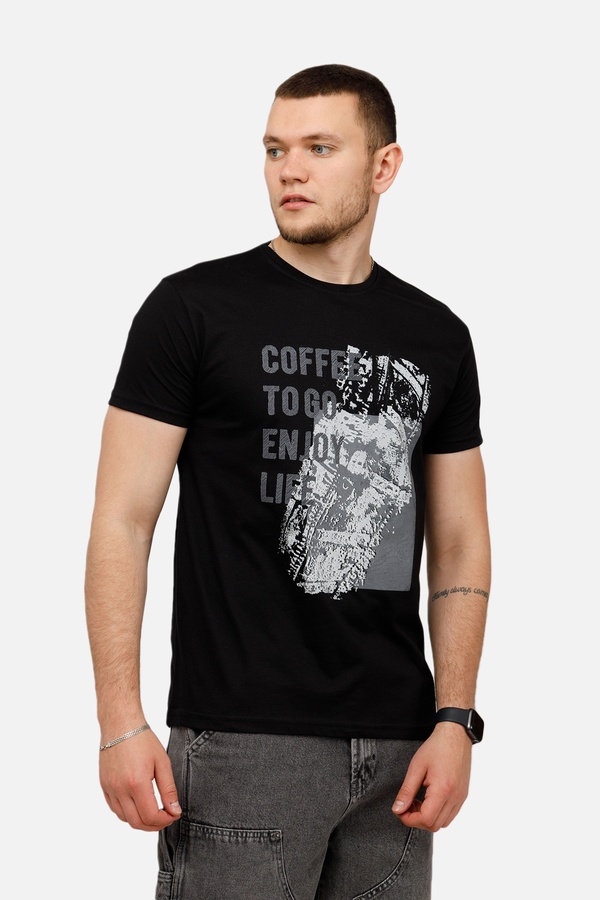 Мужская футболка с коротким рукавом 40 цвет черный ЦБ-00250634 SKT000993886 фото