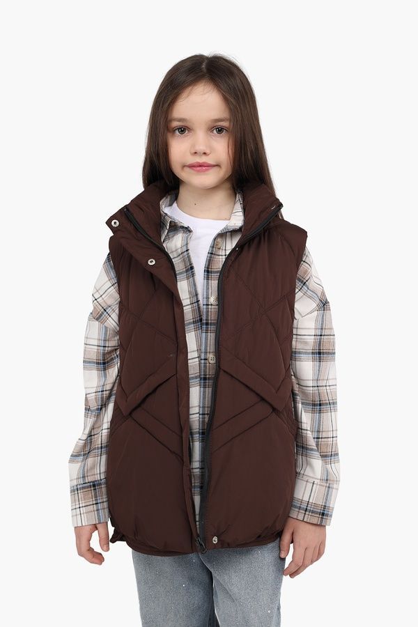 Жилет утеплённый для девочки цвет коричневый 152 ЦБ-00289762 фото