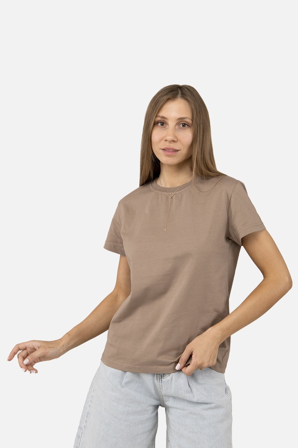 Женская футболка с коротким рукавом 50 цвет капучино ЦБ-00253766