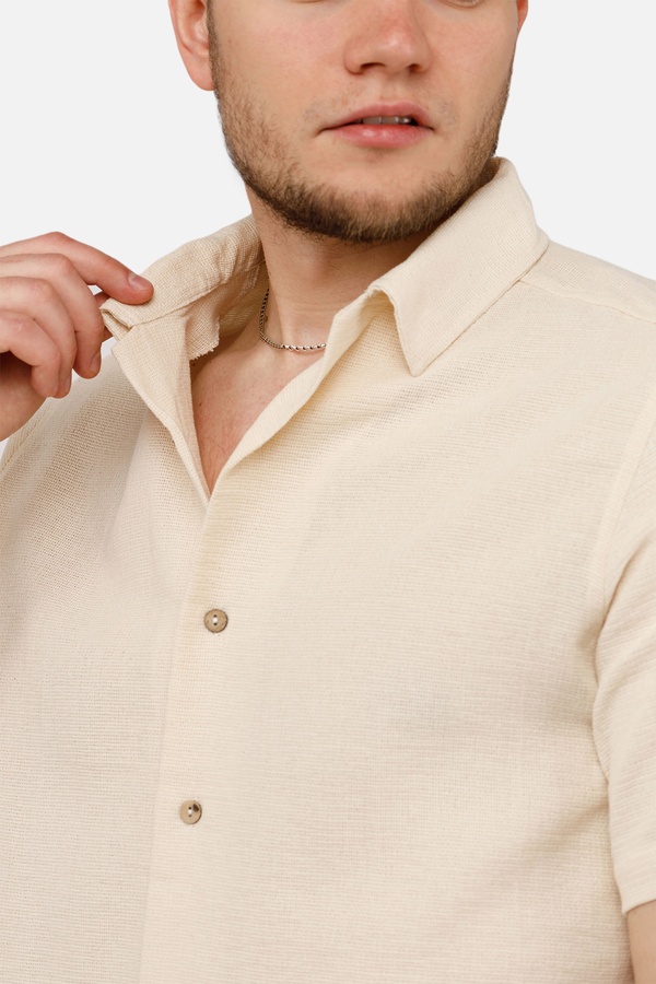Мужская рубашка с коротким рукавом 44 цвет молочный ЦБ-00250659 SKT000994014 фото