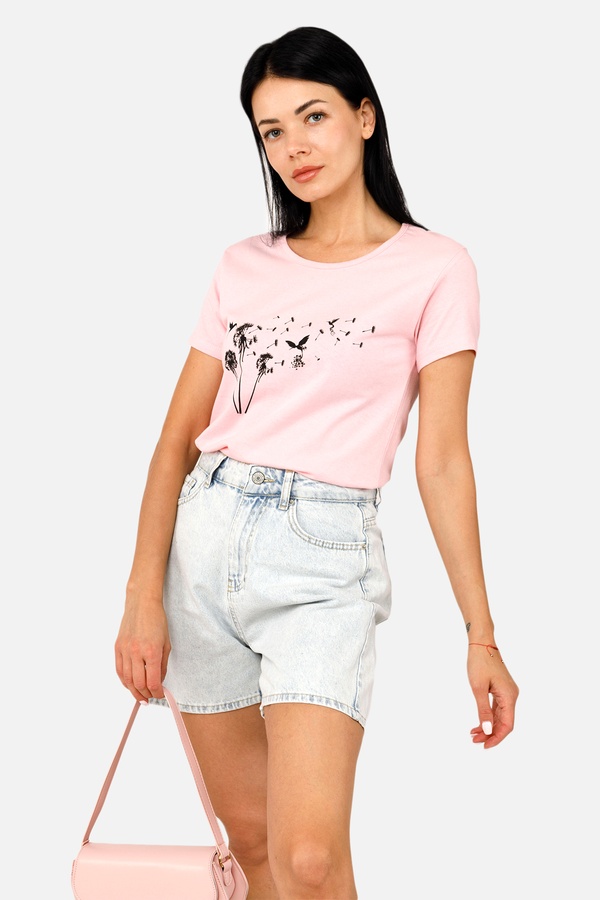 Женская футболка с коротким рукавом 46 цвет розовый ЦБ-00252399