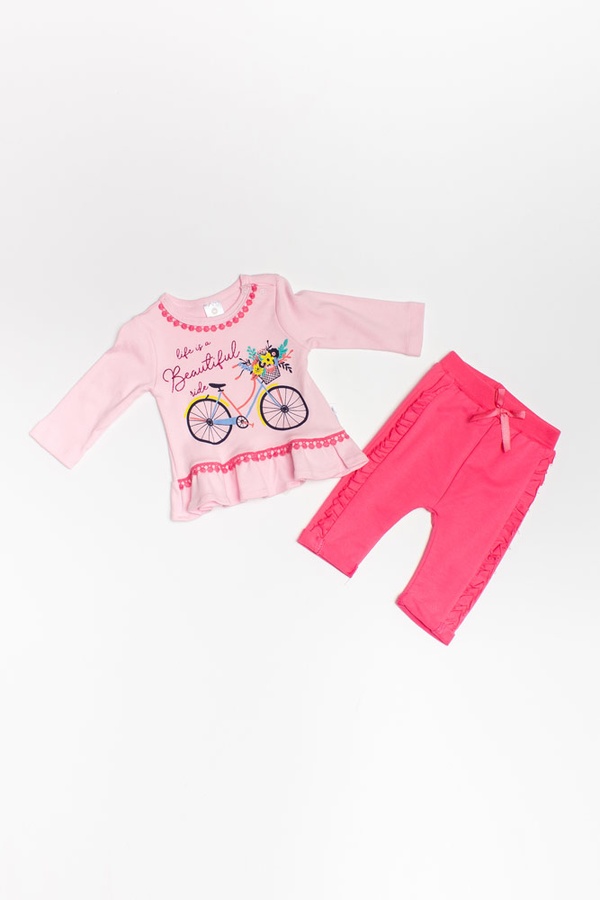 Костюм з штанами на дівчинку 74 колір рожевий ЦБ-00149106 SKT000511172 фото