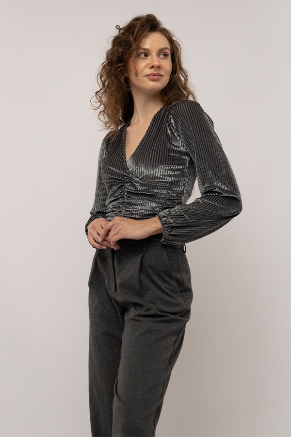 Женская блуза с длинным рукавом 44 цвет оливковый ЦБ-00233094 SKT000940536 фото