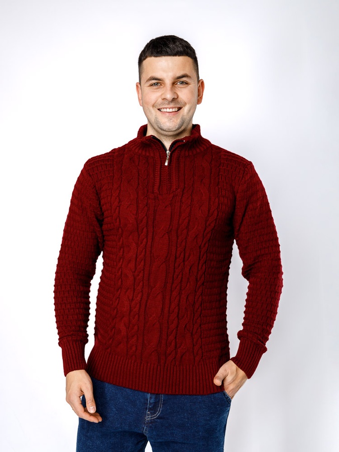 Мужской свитер 48 цвет бордовый ЦБ-00236420 SKT000952212 фото