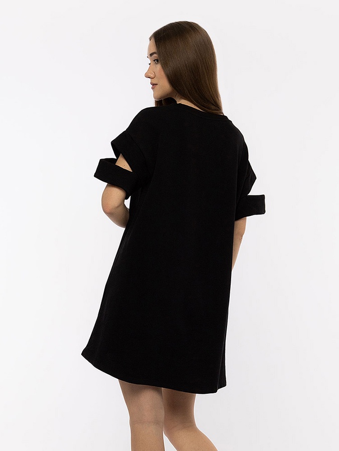 Жіноча коротка сукня 46 колір чорний ЦБ-00214254 SKT000896080 фото