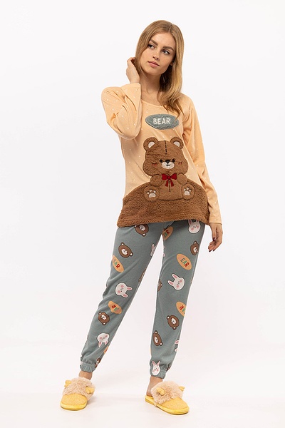 Жіноча піжама колір персиковий ЦБ-00200410 SKT000868448 фото