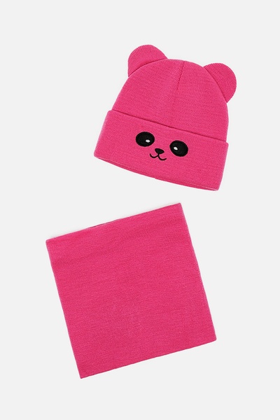 Комплект шапка-шарф на дівчинку 48-50 колір малиновий ЦБ-00206538 SKT000880639 фото