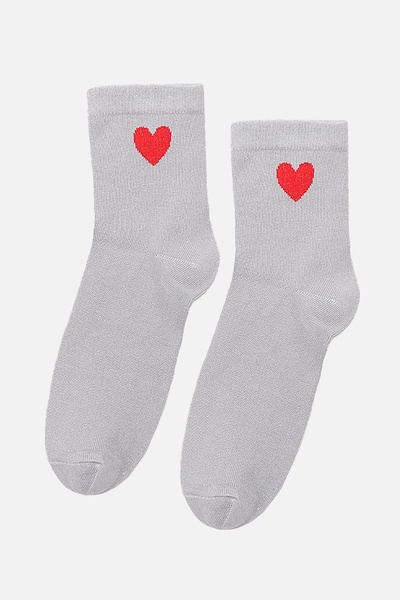 Жіночі шкарпетки із сердечком 38-40 колір світло-сірий ЦБ-00213328 SKT000893573 фото