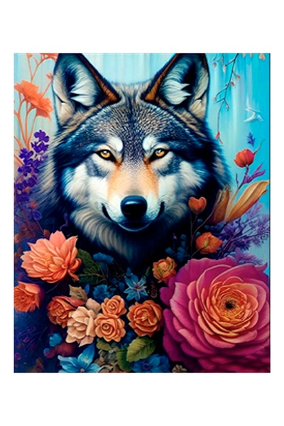 Набір для творчості - алмазна картина "Вовк серед квітів" колір різнокольоровий ЦБ-00239568 SKT000959105 фото