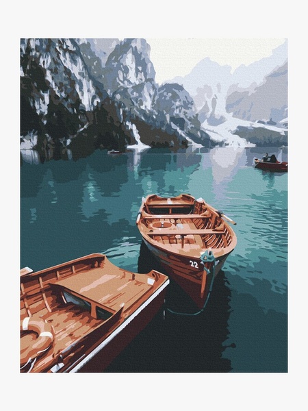 Картина по номерам "Лодки на альпийском озере" цвет разноцветный ЦБ-00234087 SKT000943321 фото