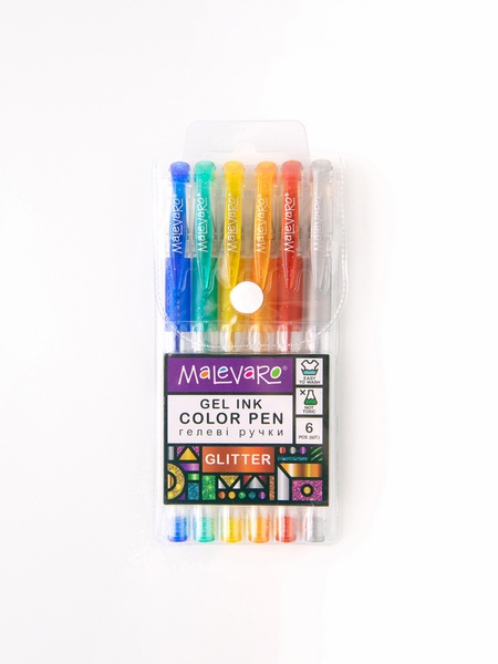 Ручка гелева з блискітками GLITTER, 6 кольорів колір різнокольоровий ЦБ-00207777 SKT000883569 фото